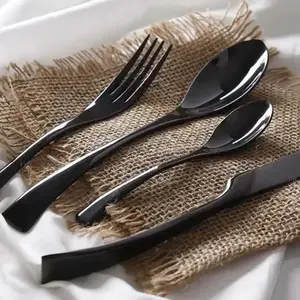 Elegant Forged Handle Set of 4 Mirror Polished Stainless Steel <b>Flatware</b> Ideal for Weddings Restaurants and Hotel Usage - Product Image 5