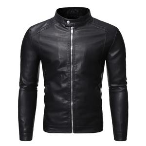Veste Homme Décontractée Col Montant Slim Fit Faux Cuir Biker Moto Veste Fermeture Éclair Biker Veste Haute Qualité Homme Décontracté - Product Image 2