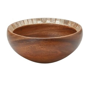 Kitchen Catering Usage Dessert Server Rustic Wooden Bowl Superior Quality Food Server Bowl Rounded Fruit Bowl - Product Image 3
