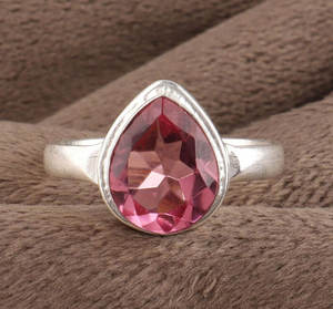Bague vintage artisanale en laiton avec pierre précieuse en quartz hydro rose 9x12MM, bijou tendance en pierre naturelle pour cadeau d'anniversaire et pour elle - Product Image 3