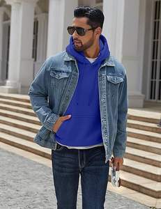 Nouveaux hommes coton polaire sweat à capuche décontracté à manches longues sweats à capuche pull mode cordon à capuche avec poche Kanga - Product Image 2