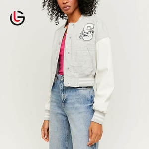 Chaqueta recortada con letras cortavientos para mujer más vendida estilo de punto relleno de algodón con forro de lana - Product Image 1