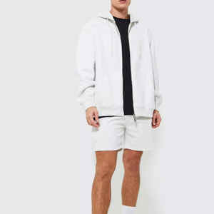 Venta al por mayor de ropa deportiva de moda Conjunto de manga larga con capucha y pantalones cortos de los hombres de estilo casual transpirable y traje de moda - Product Image 5