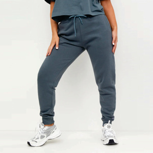 65% coton 35% polyester doux Jersey tissu côtelé poignets base surdimensionné jogger bleu orageux femmes survêtement bas - Product Image 2
