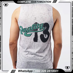 Camiseta sin mangas de entrenamiento para hombre, camiseta de atletismo, camiseta sin mangas de entrenamiento para correr estampada - Product Image 5