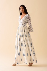 Ciprés azul persa Blockprint Angrakha Set Indian Fashion Styling Kurti de alta calidad y pantalones del fabricante indio - Product Image 5