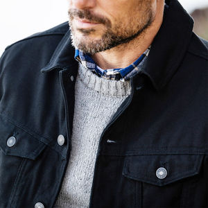 Veste en toile pour homme la plus vendue, couleur noire, manches longues, respirante, quatre poches, style hiver, logo sur le devant - Product Image 4