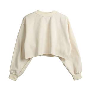 Sudadera de cuello redondo para mujer, de invierno, gruesa, corta, lisa, con forro polar. - Product Image 6