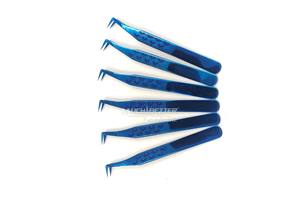 100% pinces à cils professionnelles en acier inoxydable faites à la main avec une prise serrée parfaite de couleur plasma bleu - Product Image 4