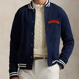 Haute qualité sur mesure 100% coton laine collège extérieur veste universitaire pour hommes couleur unie respirant Hip Hop veste pour homme - Product Image 4