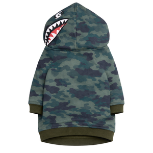 Sweat-shirt à capuche pour chien Shark Monster, vert camouflage, en polaire doux, confortable et chaud, pour l'hiver, pour chiens de petite et moyenne taille - Product Image 5