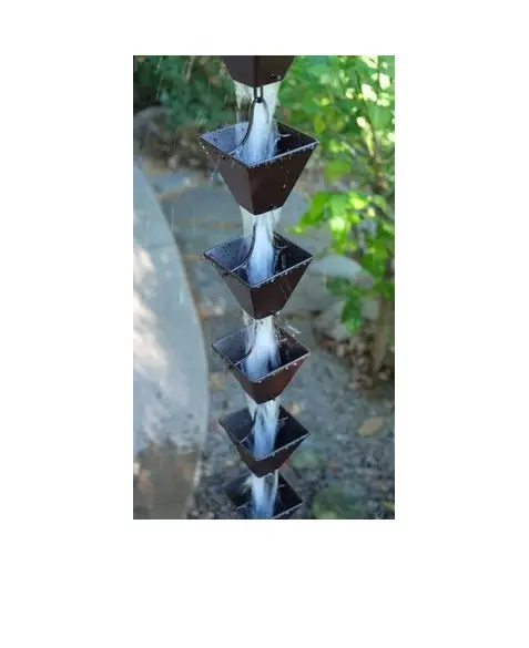 Latest Metal Rain Chain For Garden Ornaments Or Decoration In Black Color With Powder coated Finished In Cheap Prices