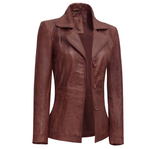 Manteau en fourrure pour femme en cuir véritable de couleur cognac riche et luxueux, nouveau pour l'hiver, avec fermetures éclair, doublure en polyester enduit, service ODM - Product Image 2