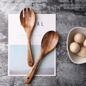 Ensemble d'outils pour salade en bois écologique Ustensile de cuisine et de restaurant pour soupe, épices, fruits, décor de salle à manger - Product Image 3