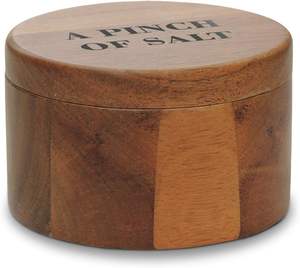 Support de boîte à sel en bois d'acacia Pincée de sel sur couvercle pivotant magnétique, bols à épices pour la cuisine, sel - Product Image 2