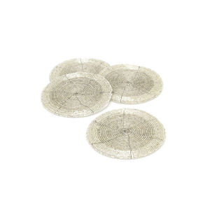 Purest Cream Colored Beaded <b>Coaster</b> <b>Set</b> <b>of</b> <b>6</b> Classy Cream Beaded <b>Coaster</b> Kitchen Accessories <b>Table</b> Top Decor <b>Coasters</b> Available - Product Image 3