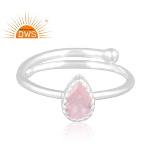 Anillo apilable de piedras preciosas de cuarzo rosa Natural de plata de ley fina más vendido, joyería personalizada para mujer, regalo para ella - Product Image 4
