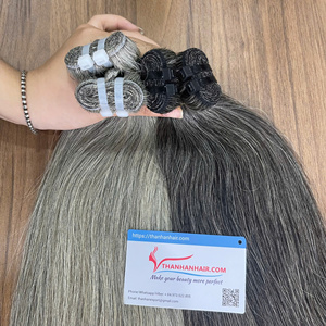 ผมต่อแบบตรง100% จากเวียดนามผมมนุษย์แท้แบบมัดรวมสีเทา - Product Image 5