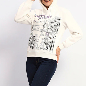 Sudadera de invierno de manga larga con capucha frontal impresa con logotipo personalizado para mujer - Product Image 2