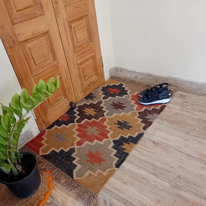 Top Quality New Design Wool Jute Kilim <b>Mats</b> Embroidered Floral Pattern <b>Door</b> <b>Mats</b> for Home Living Room Garden Hotel - Product Image 6