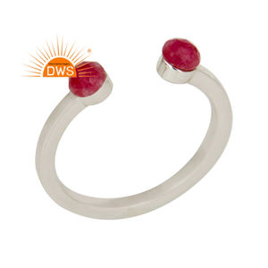 Best Selling Fine <b>Sterling</b> <b>Silver</b> Dyed Ruby Gemstone <b>Adjustable</b> <b>Ring</b> Custom Jewelry Manufacturer - Product Image 1