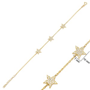 10mm Star Design Clear Zircon Stone <b>Charm</b> Woman Bracelet Turkish Handmade Wholesale 925 Sterling Silver Jewelry - Product Image 3