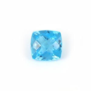 Topaze bleue suisse naturelle, taille coussin, coupe à facettes, pierre précieuse lâche certifiée par un tiers, Gopika Exports, pour la fabrication de bijoux - Product Image 1