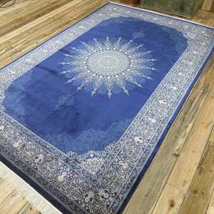 Alfombra Turca de 6.4x6.7 pies, Alfombra Vintage Grande, Alfombra de Seda con Diseño Floral Azul - Product Image 3