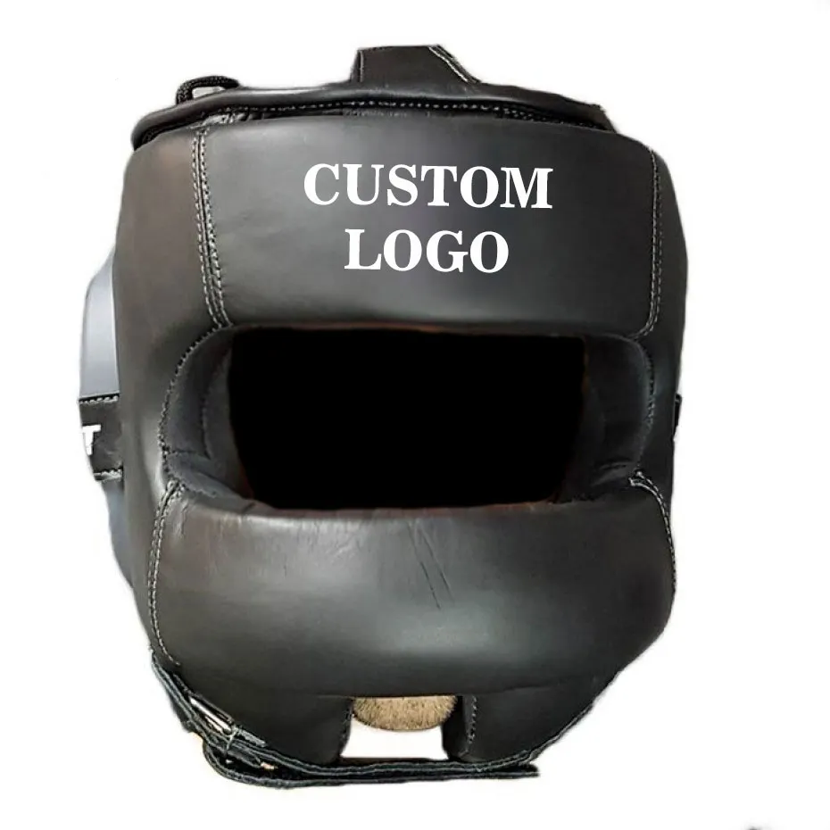หมวกต่อยมวย,อุปกรณ์สวมศีรษะ MMA หนังอุปกรณ์ป้องกันศีรษะสำหรับการซ้อมมวย