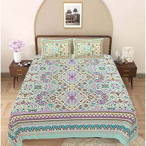 Juego de Sábanas Florales Azul Turquesa 100% Algodón con 2 Fundas de Almohada (ADB1496) - Product Image 2