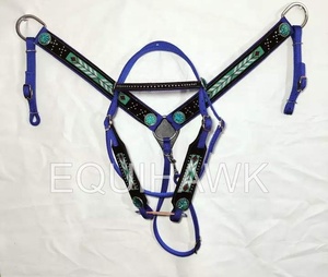 Top Trending EQUIHAWK Caballo occidental ecuestre Hecho a mano Cuero inglés Color personalizado Tamaño Headstall Pecho Collar Set - Product Image 4
