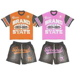 Personalizado DTF DTG sublimación Rhinestone hombres camiseta pantalones cortos conjunto algodón verano traje dos piezas Streetwear Oem - Product Image 1