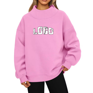 Sudadera de Mujer de Diseño Otoño Invierno, Estilo Urbano, Lisa, Holgada, Cuello Redondo, Hombros Caídos, Nuevo Estilo, Servicio OEM - Product Image 5