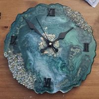 Jam Dinding Gantung Satu Sisi Modern dengan Jarum Penunjuk Waktu, Gerakan Senyap, Resin Buatan Tangan yang Elegan, Warna dan Ukuran Dapat Disesuaikan