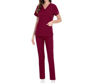 Tenue d'hôpital d'été la plus vendue pour femme, uniforme d'infirmière personnalisé à col en V pour usage hospitalier - Product Image 5