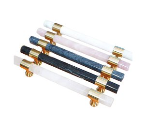 Poignées de commode en laiton et en marbre de qualité supérieure pour porte d'armoire poignées de placard de cuisine design de luxe fait à la main - Product Image 4