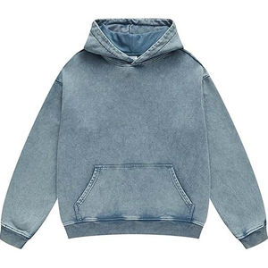 Sweat-shirts à capuche pour hommes, personnalisés, en coton épais mélangé de haute qualité, effet délavé, avec poches, tissu 300g - Product Image 2