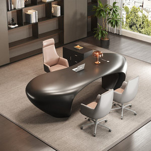 Light Neutral Fiberglass Engineered <b>Wood</b> Rectangular Executive <b>Desk</b> Easy-Clean Surface 1-Year Warranty - Product Image 1