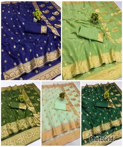 SAREE DE TRAVAIL DE TISSAGE EN LIN ATTRACTIF AVEC CHEMISIER NON COUDU VÊTEMENT DE MARIAGE PRIX DE GROS VÊTEMENT ETHNIQUE SAREE ACCESSOIRES - Product Image 2