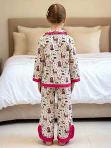 2025 hiver pyjamas personnalisés pour enfants fille vêtements de nuit et garçon vêtements de nuit à manches longues coton 2 pièces tenue ODM approvisionnement - Product Image 2