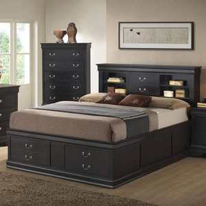 โครงเตียงไม้เนื้อแข็งขนาดคิงไซส์ งานแฮนด์เมด เฟอร์นิเจอร์ห้องนอนไม้คุณภาพสูง พร้อมที่วางเท้า เตียงนอนระดับพรีเมียมสำหรับบ้าน - Product Image 1