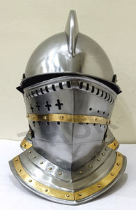 Casco Medieval Burgonet Casco Romano Soporte de Madera Libre Armadura Casco Traje Medieval Metálico Talla Única - Product Image 3