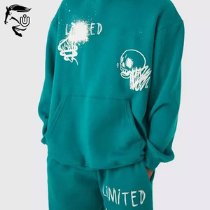 Survêtement d'hiver personnalisé de haute qualité pour hommes, pull-over coupe ample, ensemble sweat à capuche et pantalon en molleton de coton Screen Plus XXL - Product Image 5