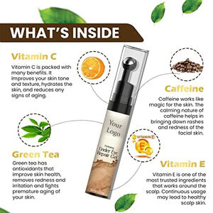 Vente en gros de crème contour des yeux OEM Tube vegan Emballage privé Rouleau de massage pour soin de la peau en sac rouge Crème naturelle pour le retrait des poches sous les yeux - Product Image 3