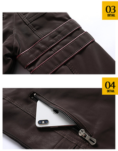 Nouveau prix pas cher cuir de vache hommes veste en cuir PU hommes Vintage polaire chaud multi-poches en cuir manteau vêtements d'extérieur vestes - Product Image 5