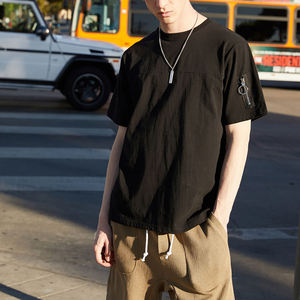 เสื้อยืดสำหรับผู้ชายสีธรรมดาผ้าฝ้ายผสมโพลีเอสเตอร์ออกแบบแบรนด์ได้ตามต้องการส่งตรงจากโรงงาน - Product Image 2