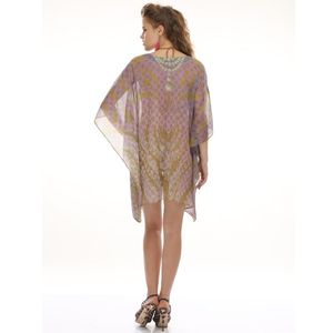 Womens Vibrant Tribal Print Georgette Kaftan One Piece Maxi Dress <b>Loose</b> Fit Free Size Casual Summer Beach Stylish Outfit - Product Image 6