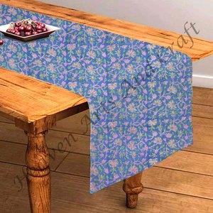 Bloc de main indien imprimé floral 100% pur coton Royal Vintage Look chemin de Table moderne décor à la maison milieu du siècle pour le mariage - Product Image 2