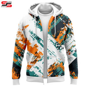 Vente en gros bon marché Sublimation surdimensionné avec poches latérales Multi Color Blank 100% Polyester Zipper Hoodies pour hommes - Product Image 3
