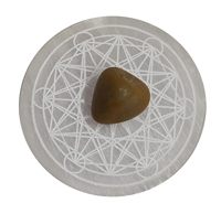 Sous-verre en sélénite naturelle sculpté à la main, symbole de la vie florale, pour la guérison Reiki, vente en gros, cristal rond